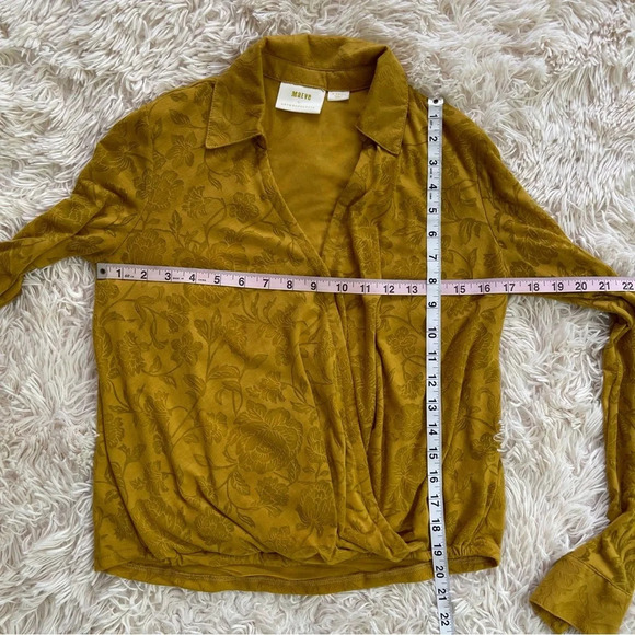 Maeve Yellow Long Sleeve Wrap Blouse - Picture 6 of 13